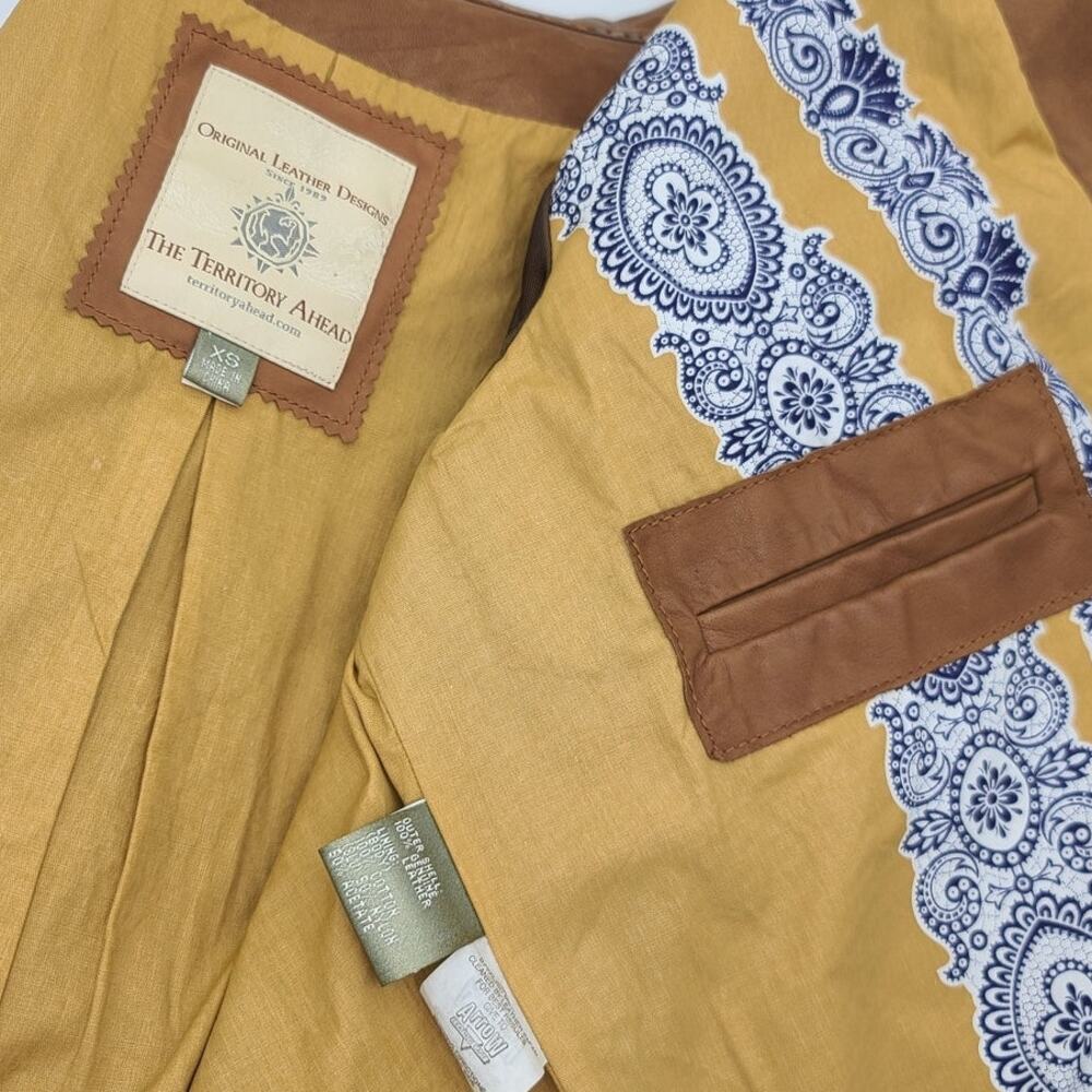 The Territory Ahead Women XS Whipstitch Western Style Tan 100% Leather Jacket - Picture 8 of 10